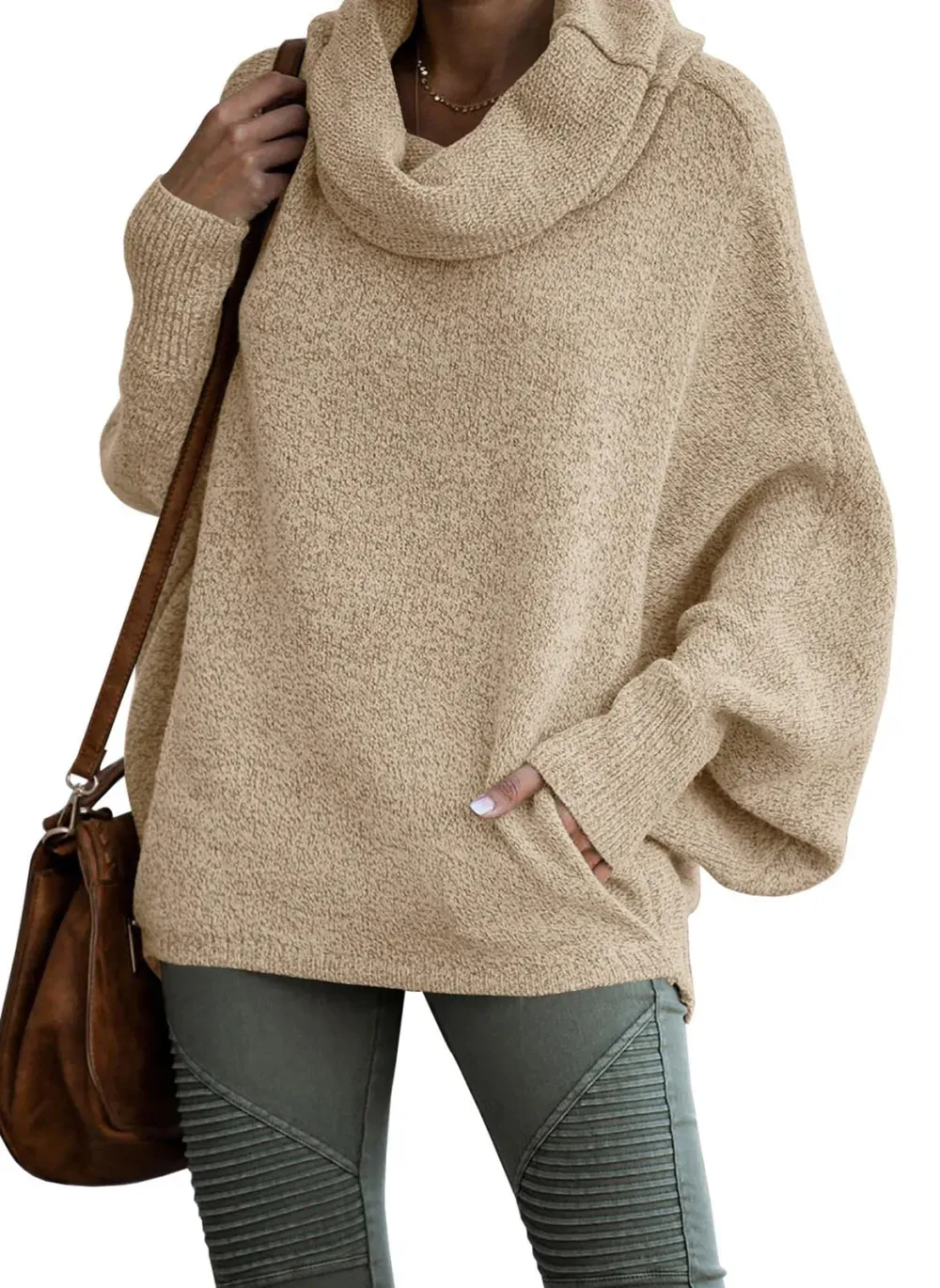 ✨Women's Cashmere Cowl Neck Pullover Sweaters with Pockets