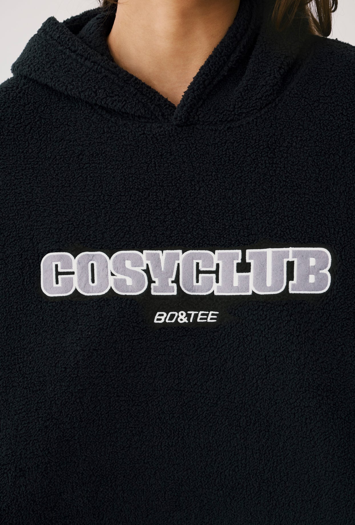 Lounge - Oversized Fleece Hooded Sweatshirt in Onyx