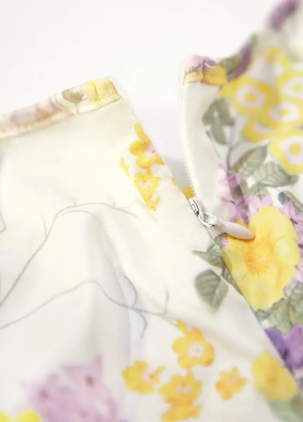 Light Yellow Two Piece Floral Print Dress and Cardigan