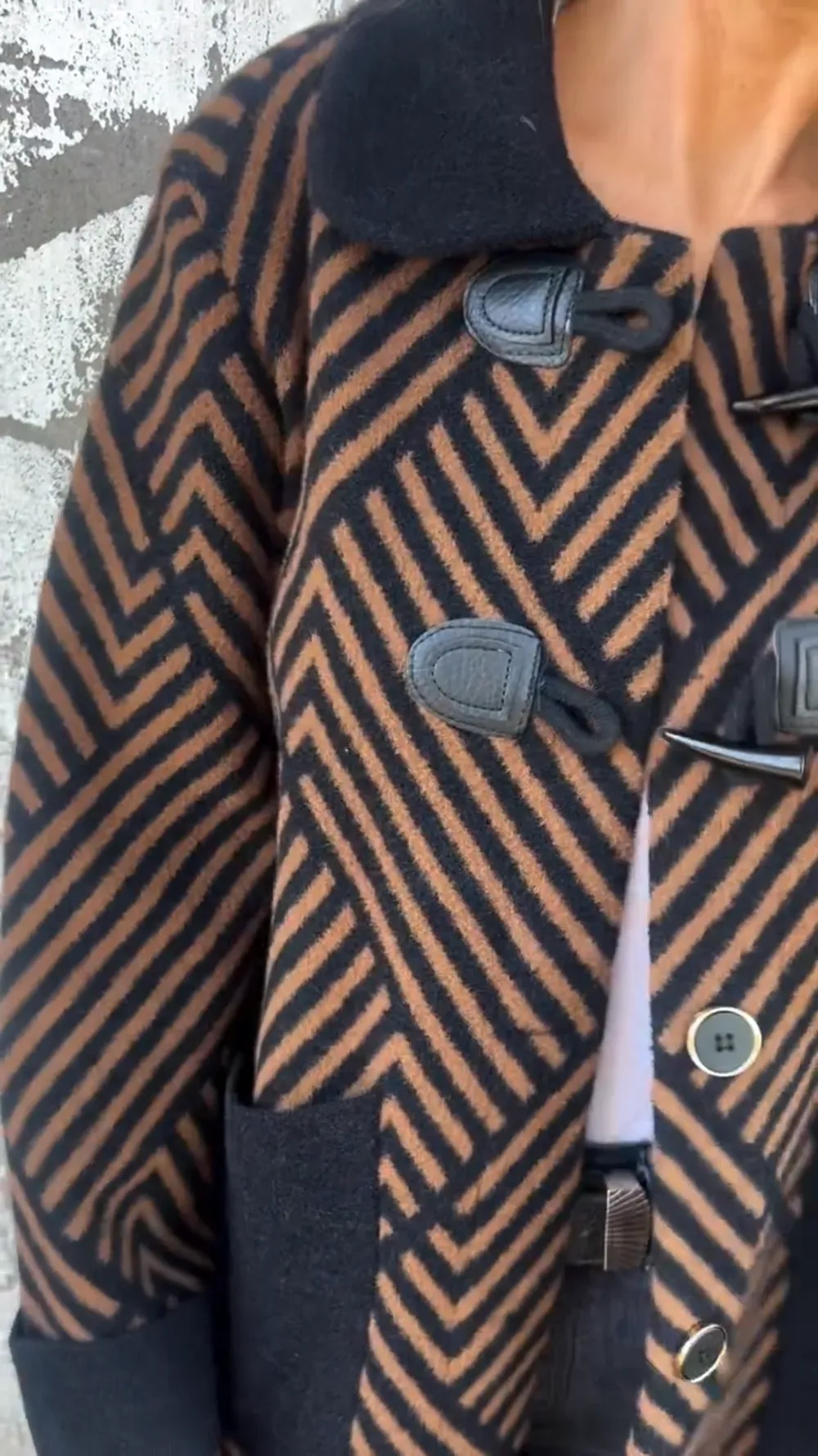 Geometric Wool-Blend Toggle Coat