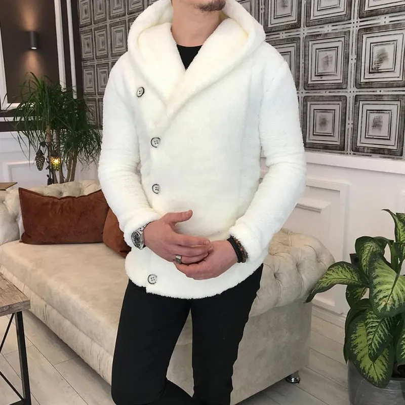 Men's Hooded Plush Coat Short Coat