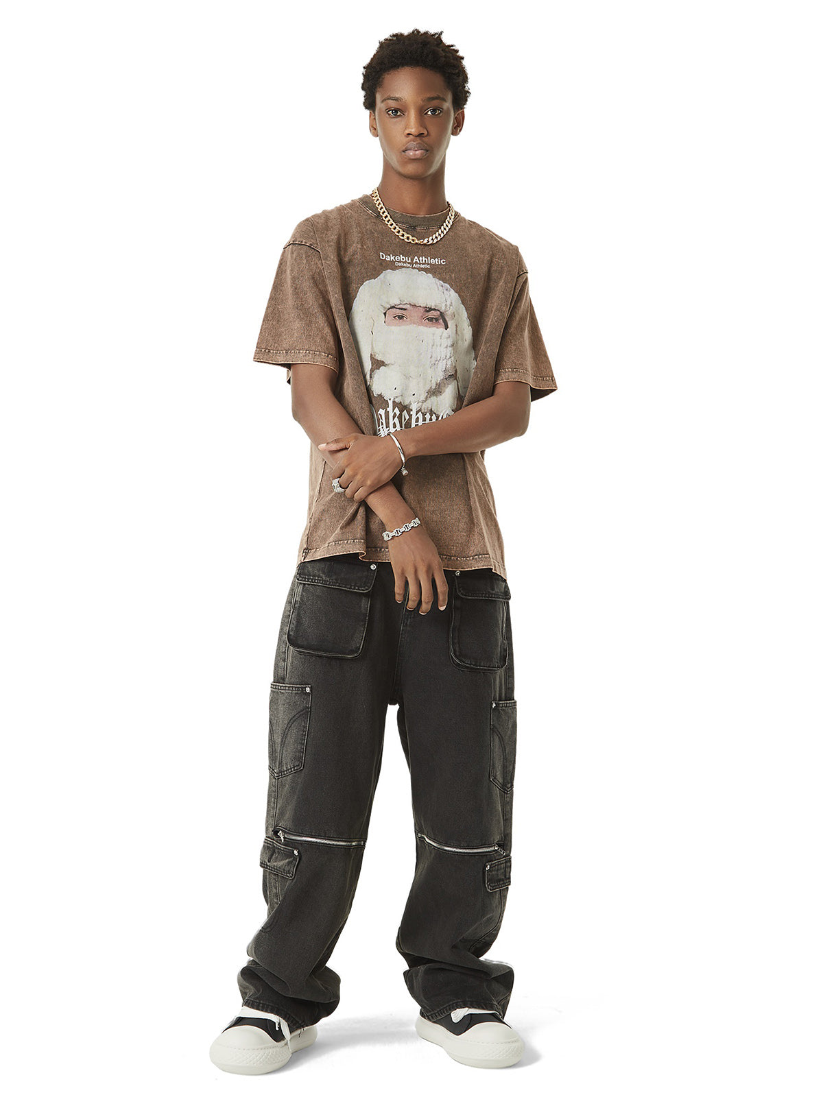 Multi-pocket Zipper Design Washed Hip-Hop Jeans - 2112