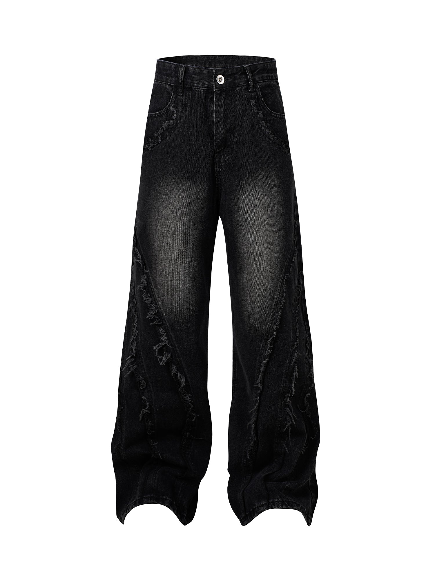 High Street Hip-hop Washed Fur Jeans
