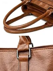 Women's Large Faux Leather Shoulder Tote Bag with Multiple Pockets, Stylish Handbag for Work, Travel and Everyday Use