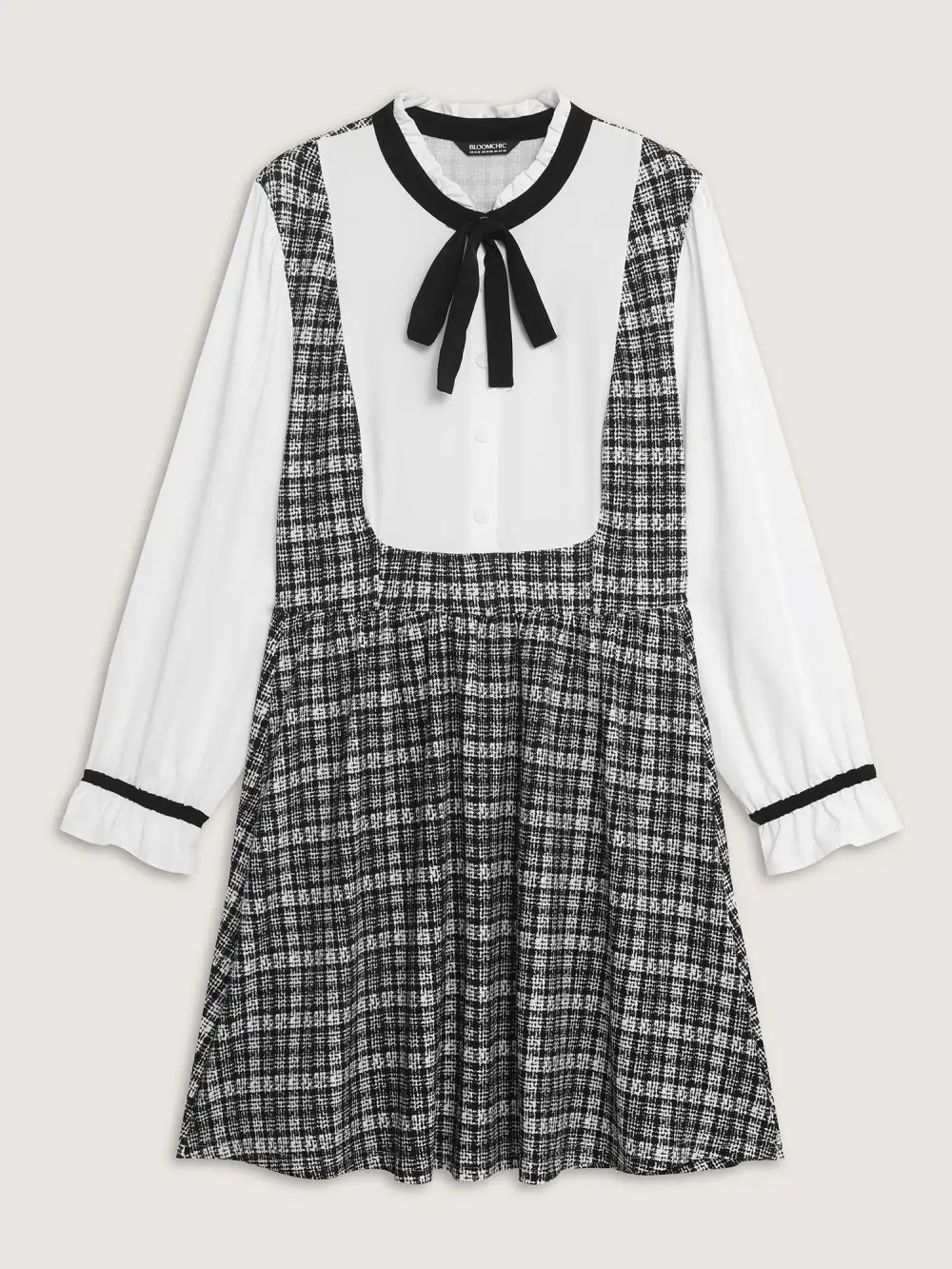 2-In-1 Plaid Pattern Spliced Midi Dress