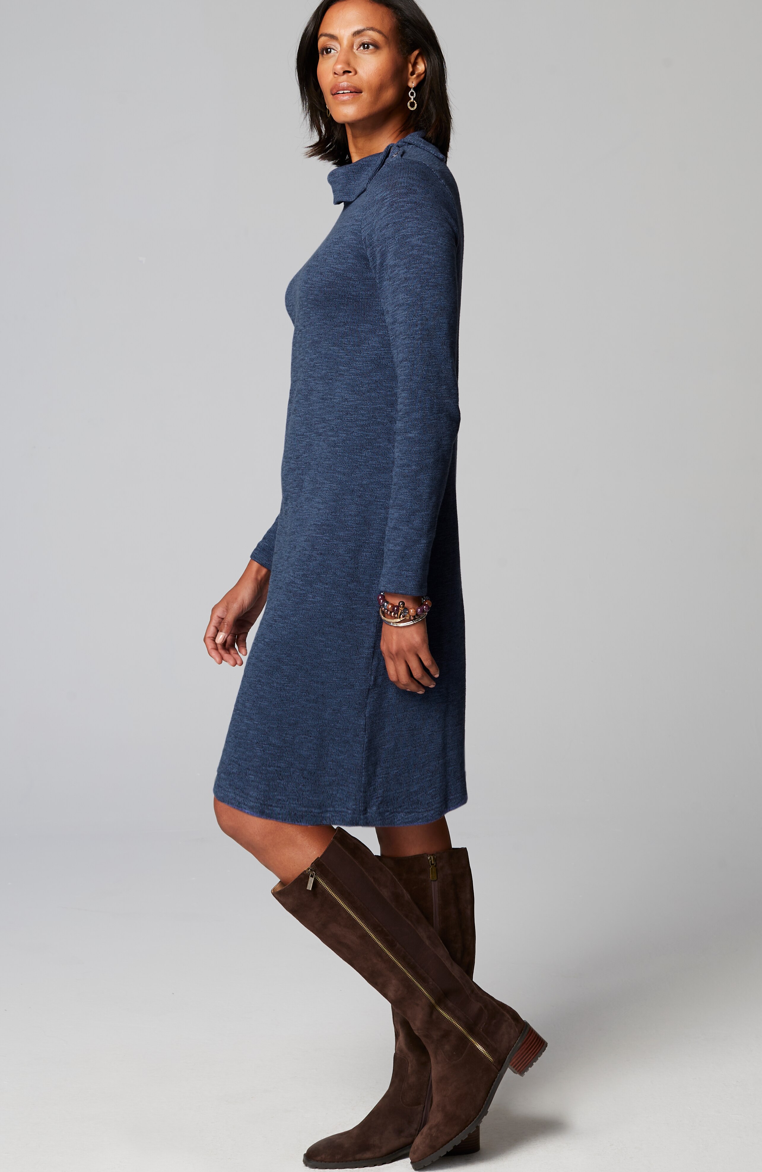 Pure Jill Asymmetrical Cowl-Neck Dress