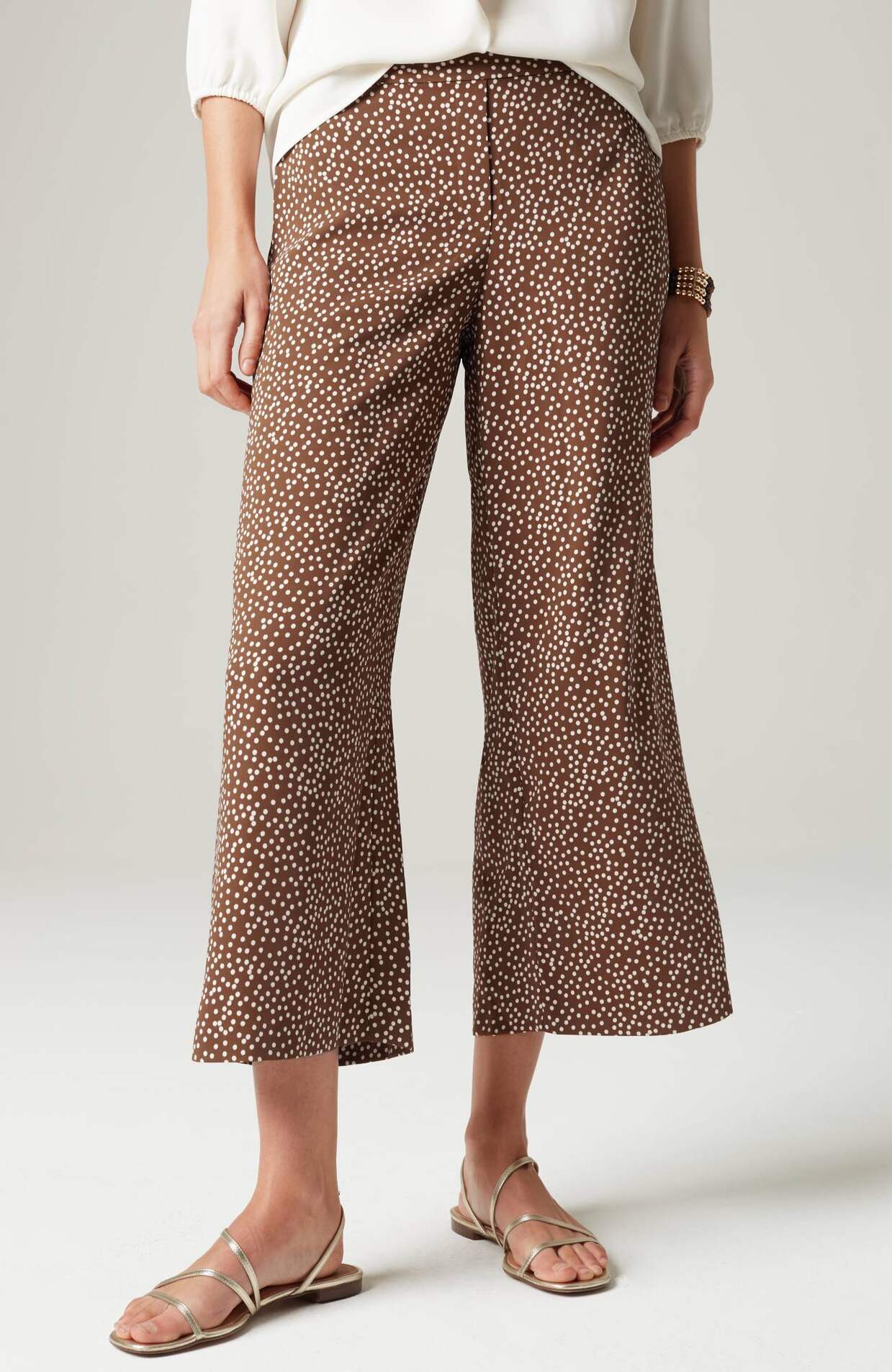 wearever easy-care woven wide-leg crops