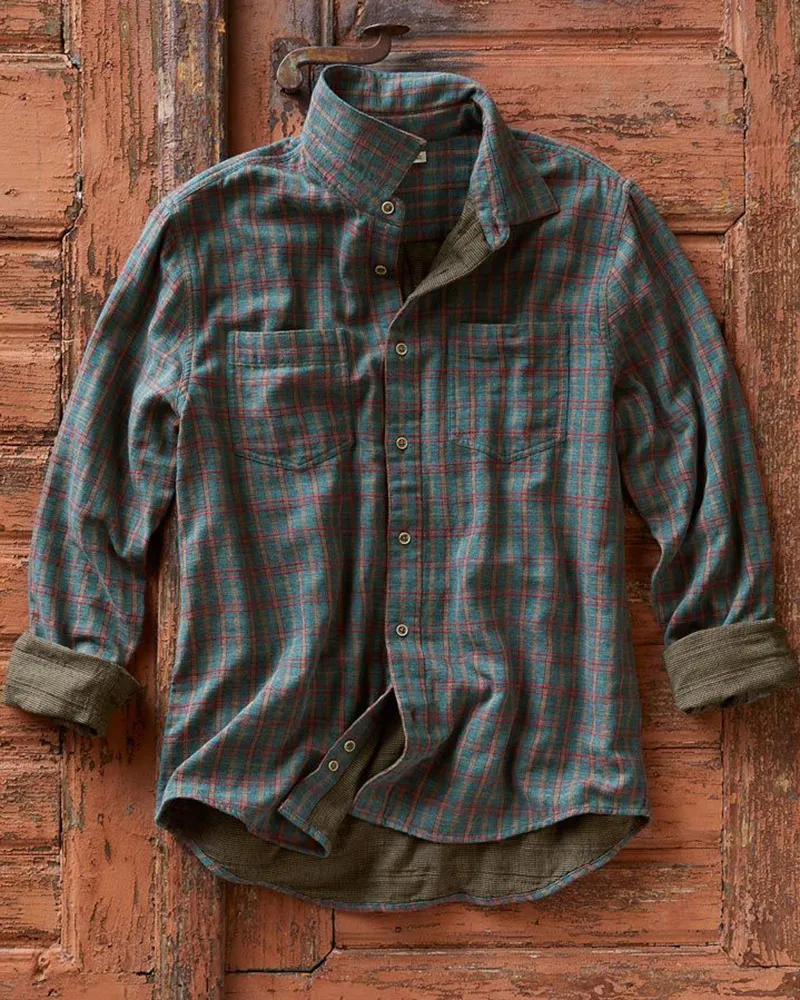 Men's Contrast Plaid Casual Shirt