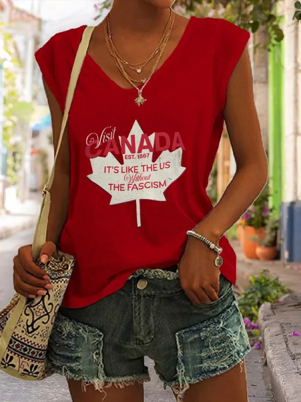 Women's Visit Canada It'S Like The Us Without The Fascism V-neck Vest