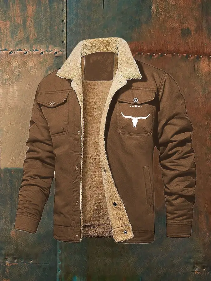 Men's retro western winter fleece jacket