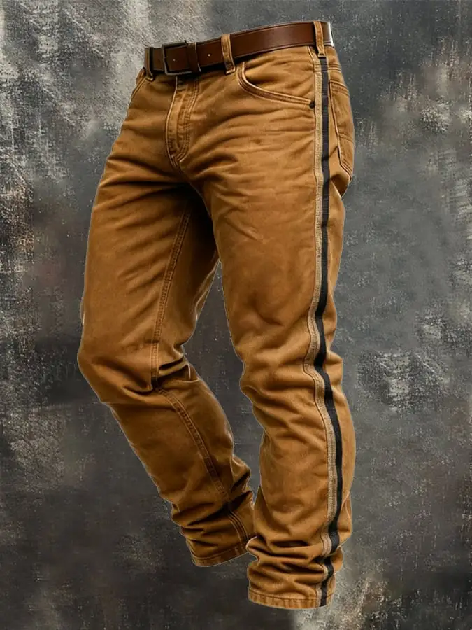 Men's Retro Outdoor Adventure Webbing Stitching Work Pants