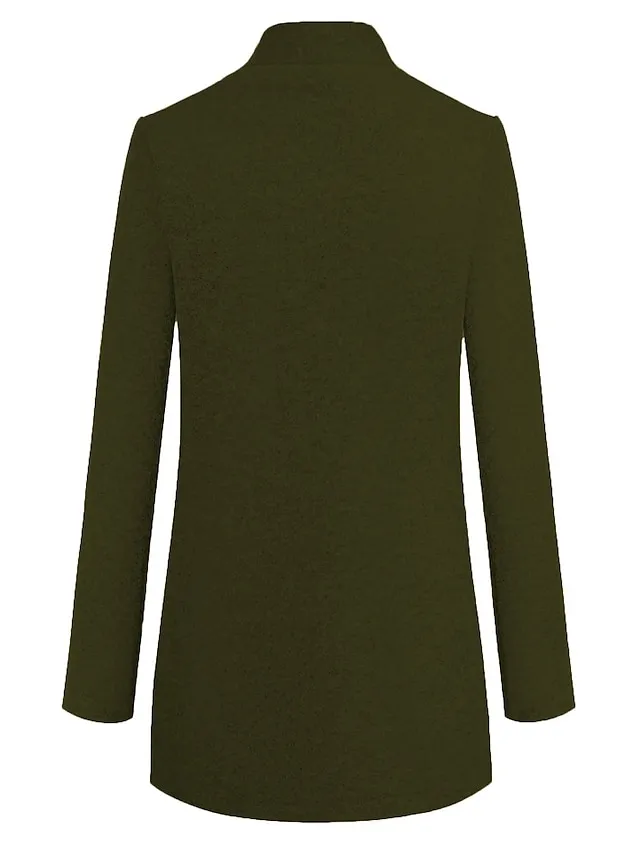 Women's Pea Coat Winter Coat Open Front Stand Collar Trench Coat Fall Warm Windproof Overcoat Christmas Jacket caramel colour