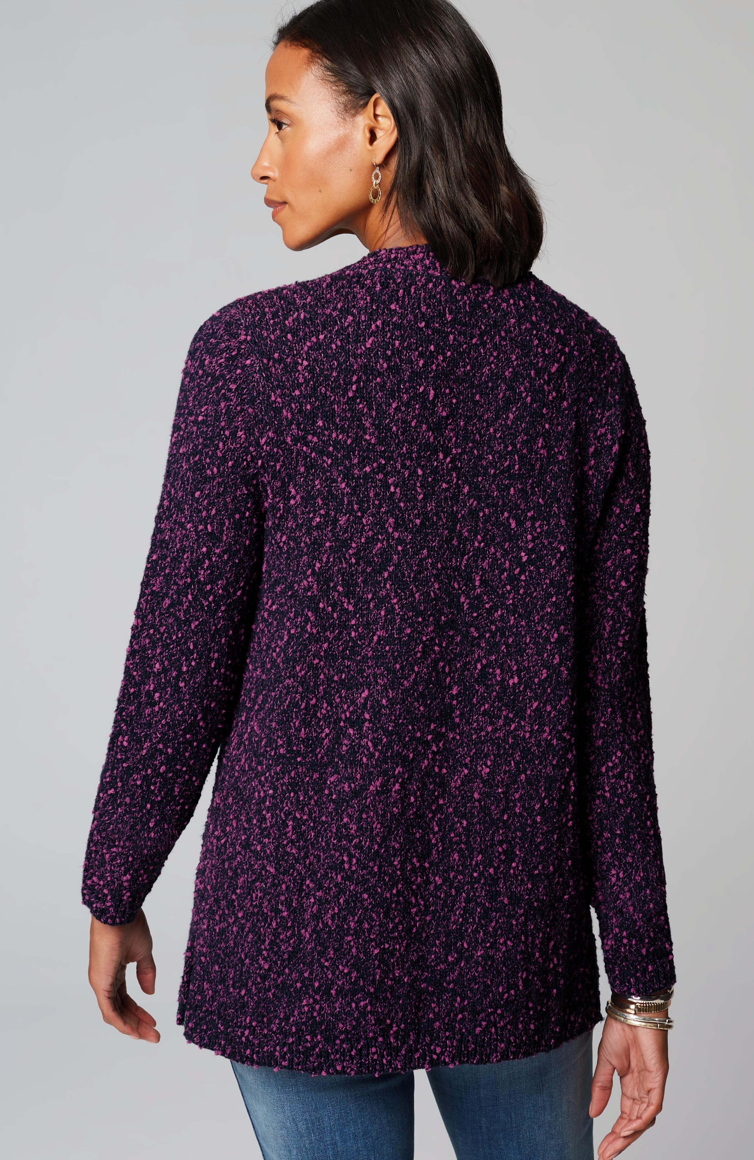 Marled V-Neck Speckled Sweater