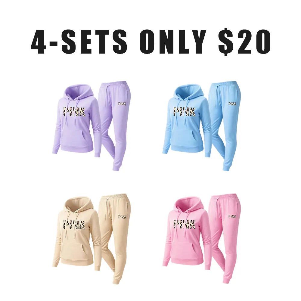 Women's Leopard Pink Print Sweatpants Set