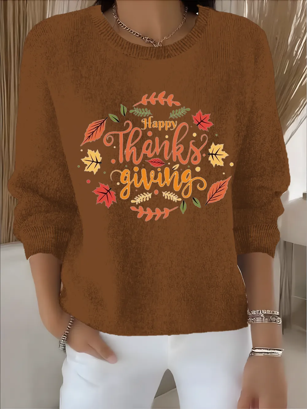 Women's Autumn and Winter Festive Patterned Pullover Tops