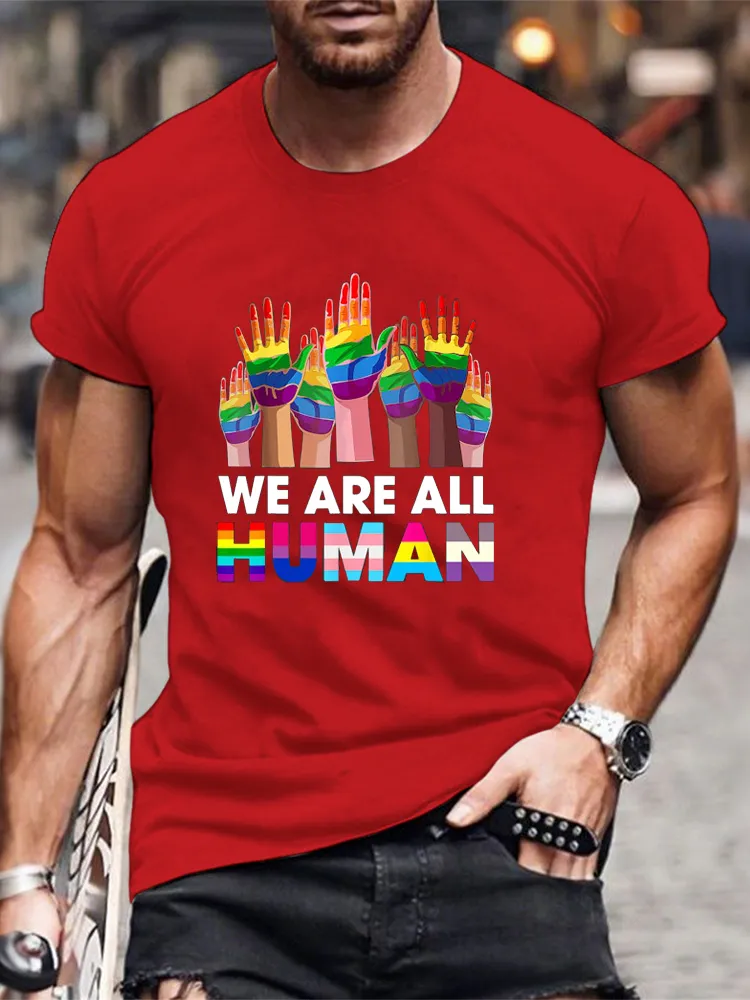 Rainbow LGBT LGBTQ Transgender Gay Pride We Are All Human T Shirt