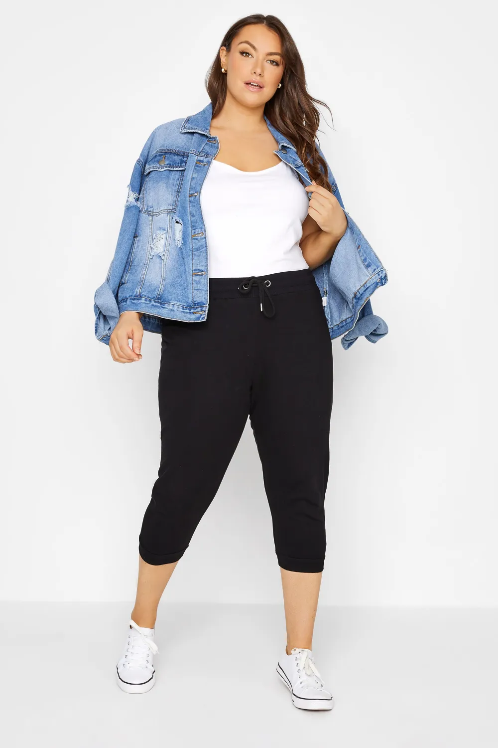 YOURS Curve White Cropped Stretch Joggers