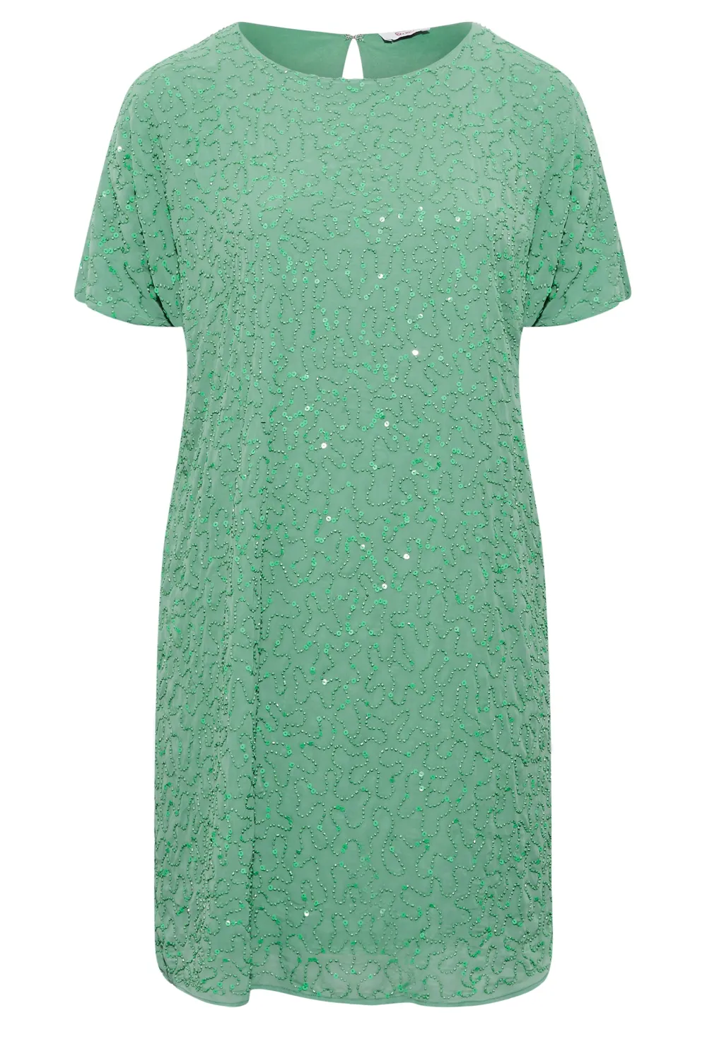 LUXE Curve Teal Green Sequin Hand Embellished Cape Dress