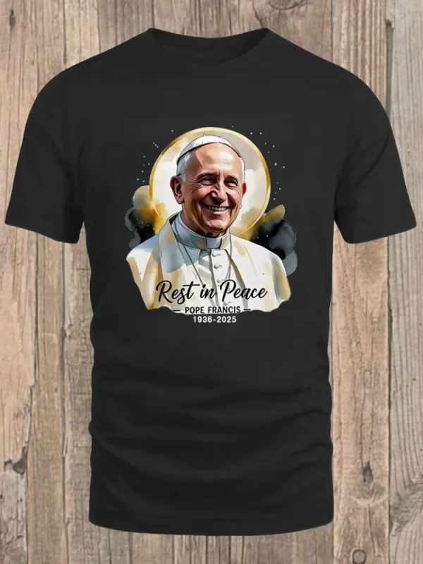 Men's Rest In Peace 1936-2025 Print Short Sleeve Round Neck Cotton T-Shirt