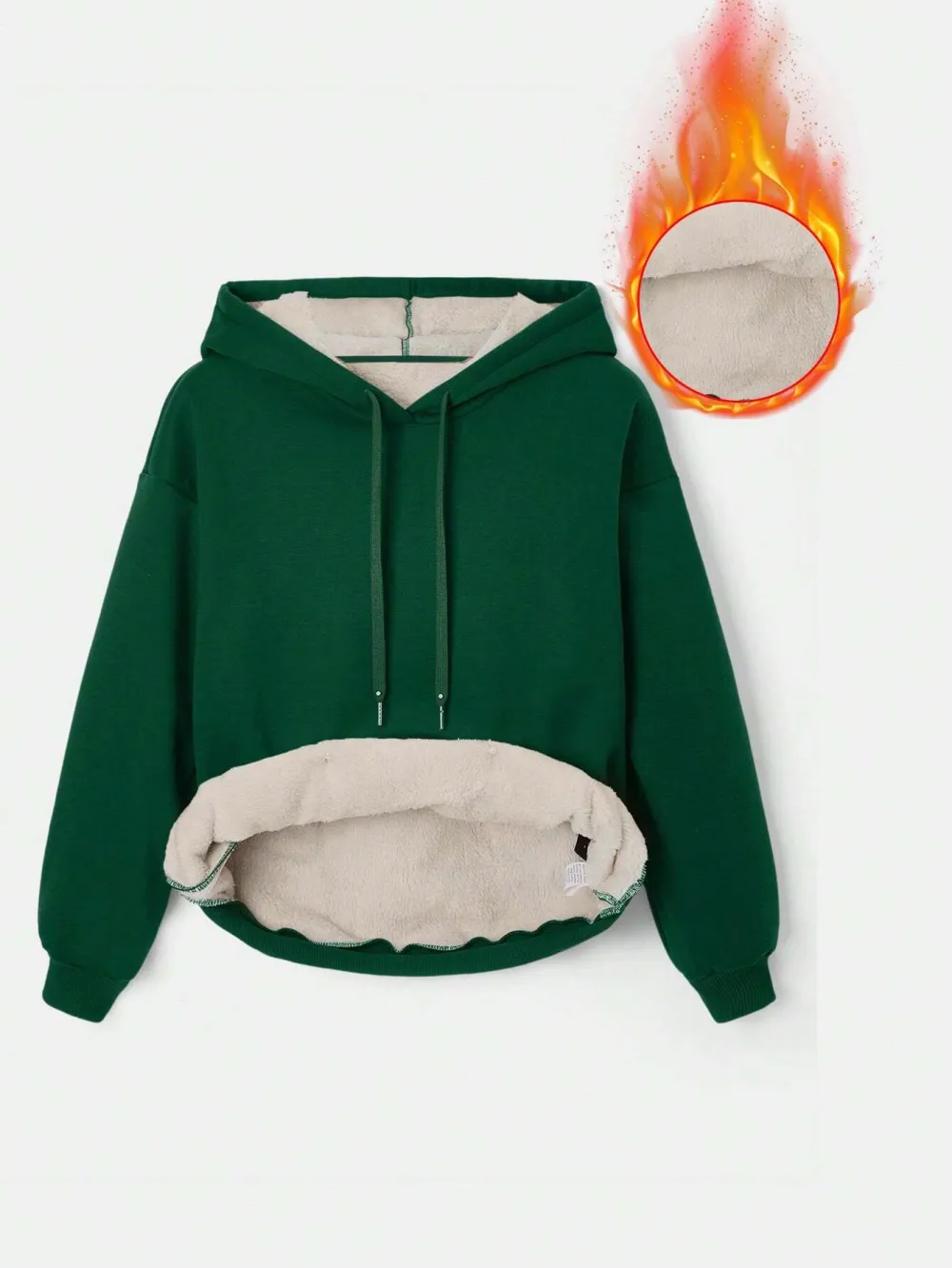 Women's Plain Hooded Fleece Sweatshirt With Drawstring