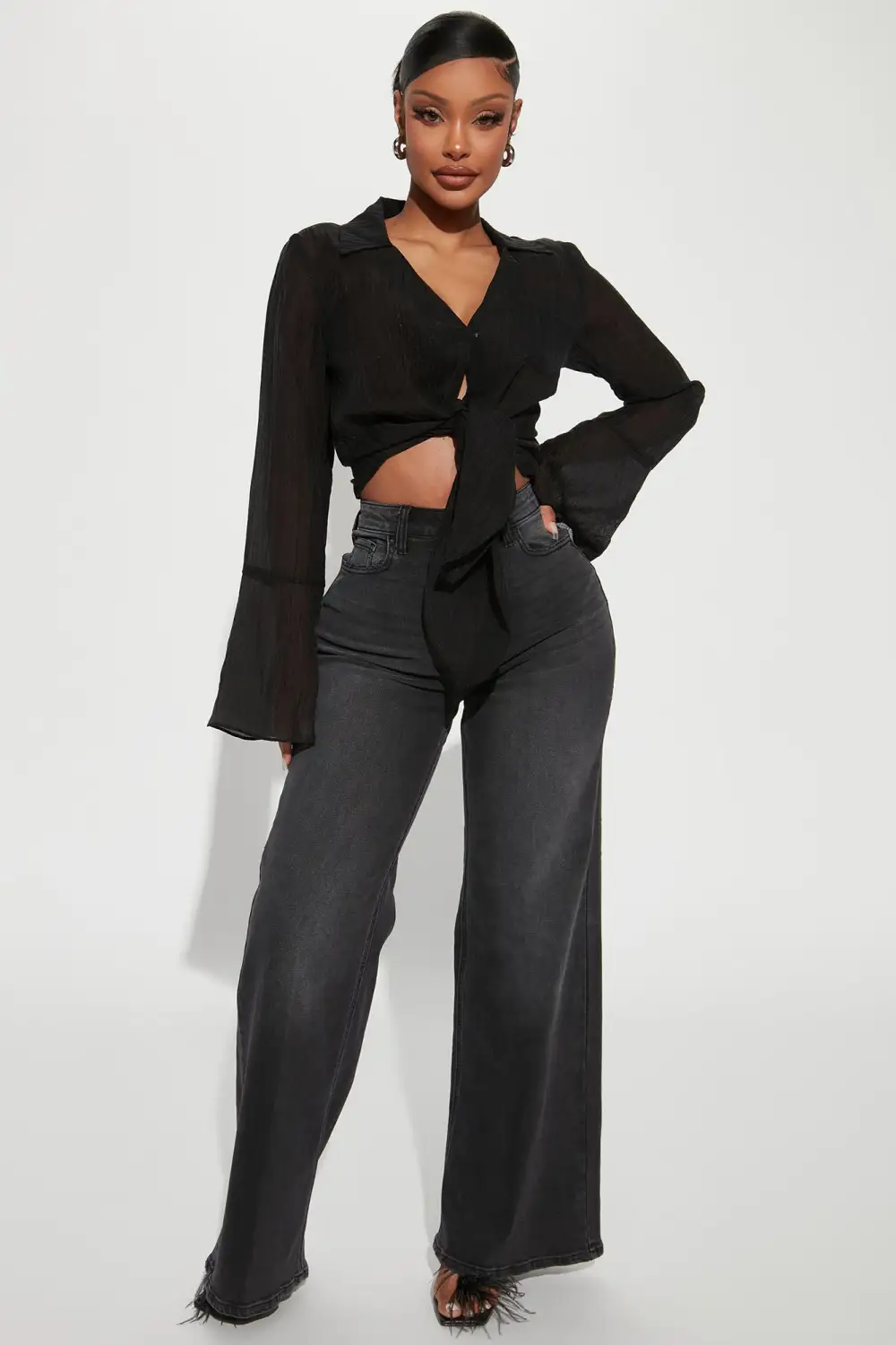 Stephania Blouse Top - Black