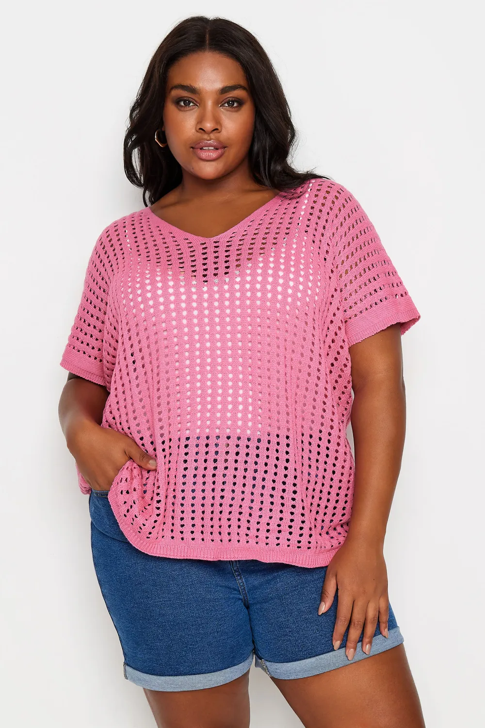 YOURS Curve Black Crochet Top