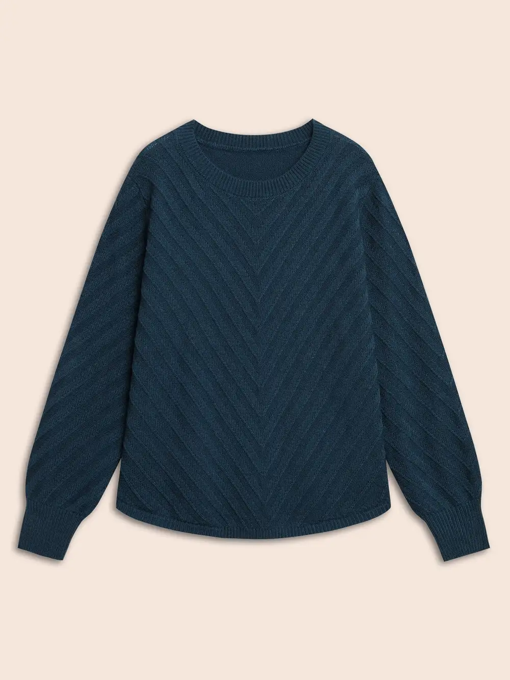 Plain Textured Crew Neck Pullover