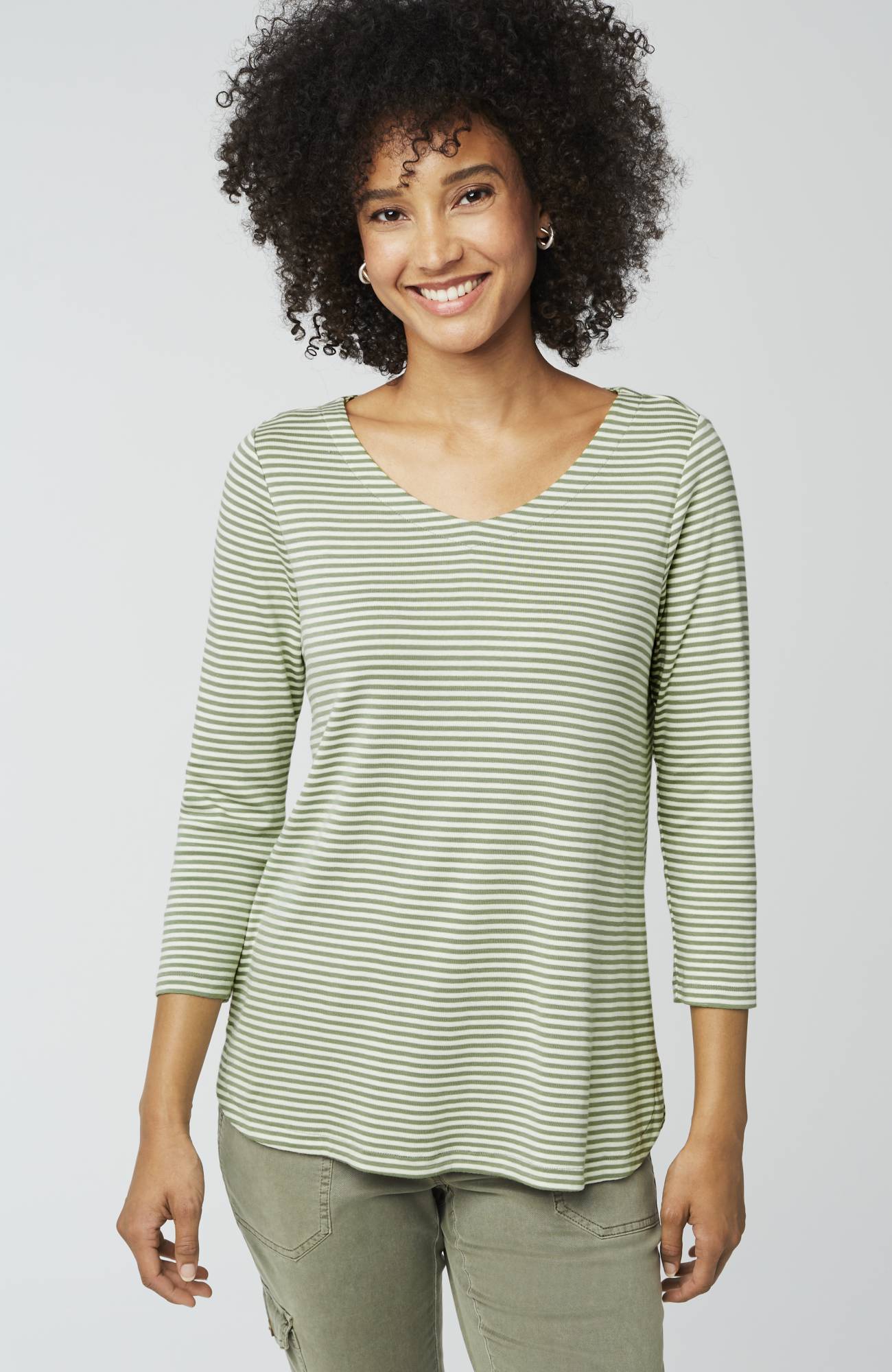 pima 3/4-sleeve v-neck tee