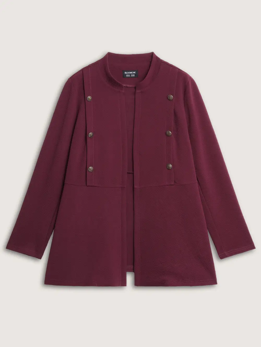 Textured Button Detail Pockets Jacket