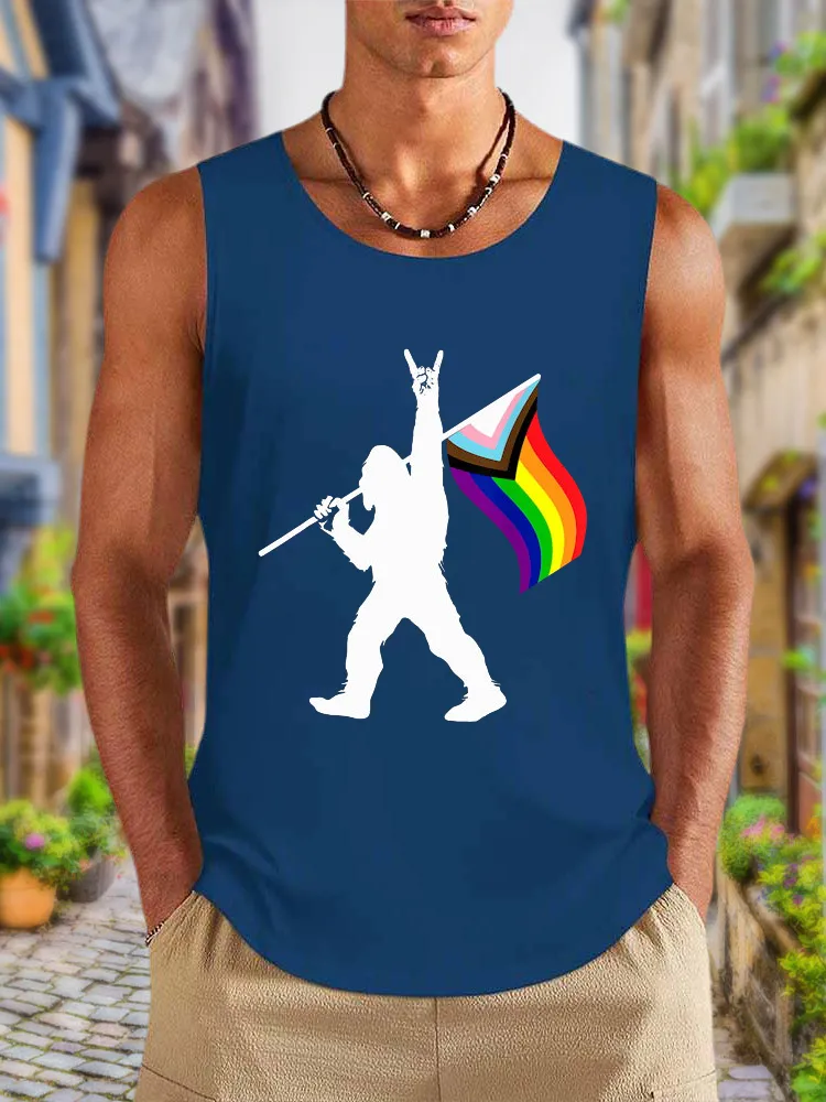 Men'S Vests Bigfoot Rock On LGBTQ Progressive New Pride Flag