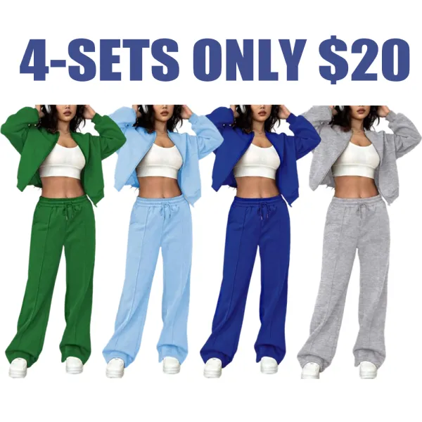 Women's Zip Up Jacket & Elastic Waist Pants Set
