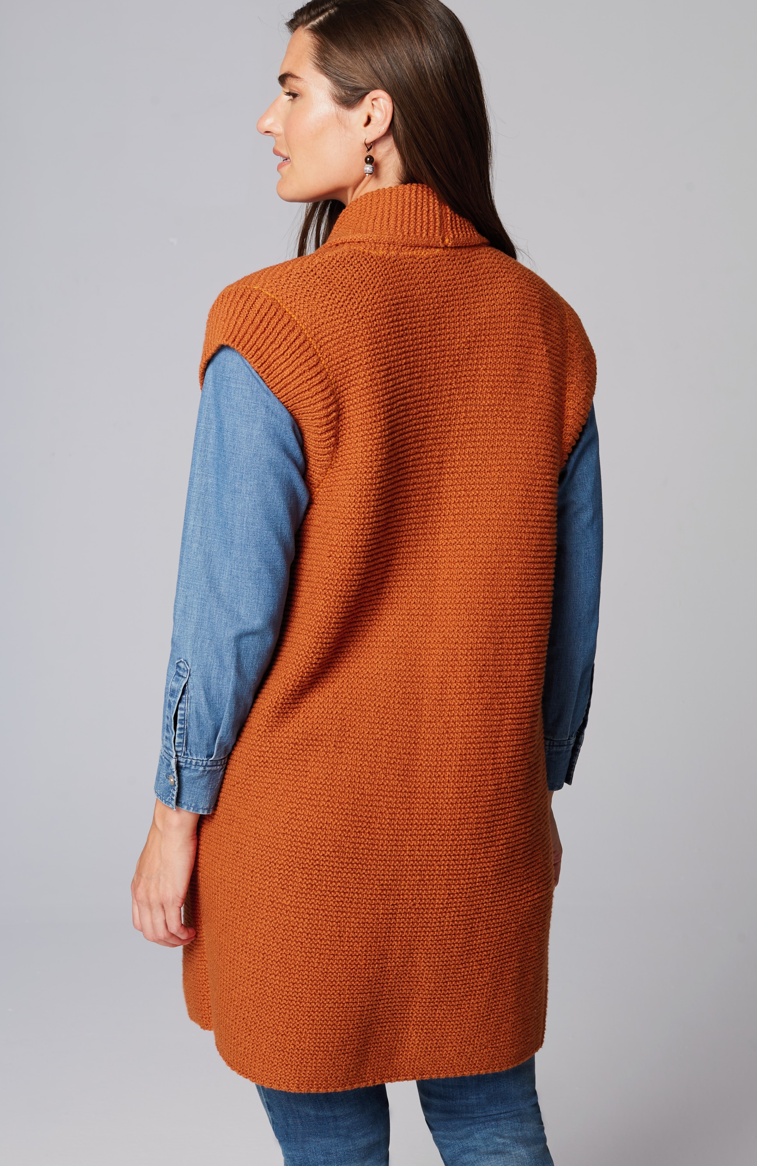 Textured Long Gilet Vest