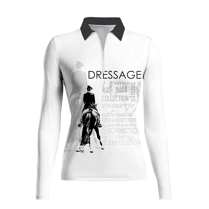 Women's Riding Style Dressage Print Long Sleeve Casual Lapel Shirt
