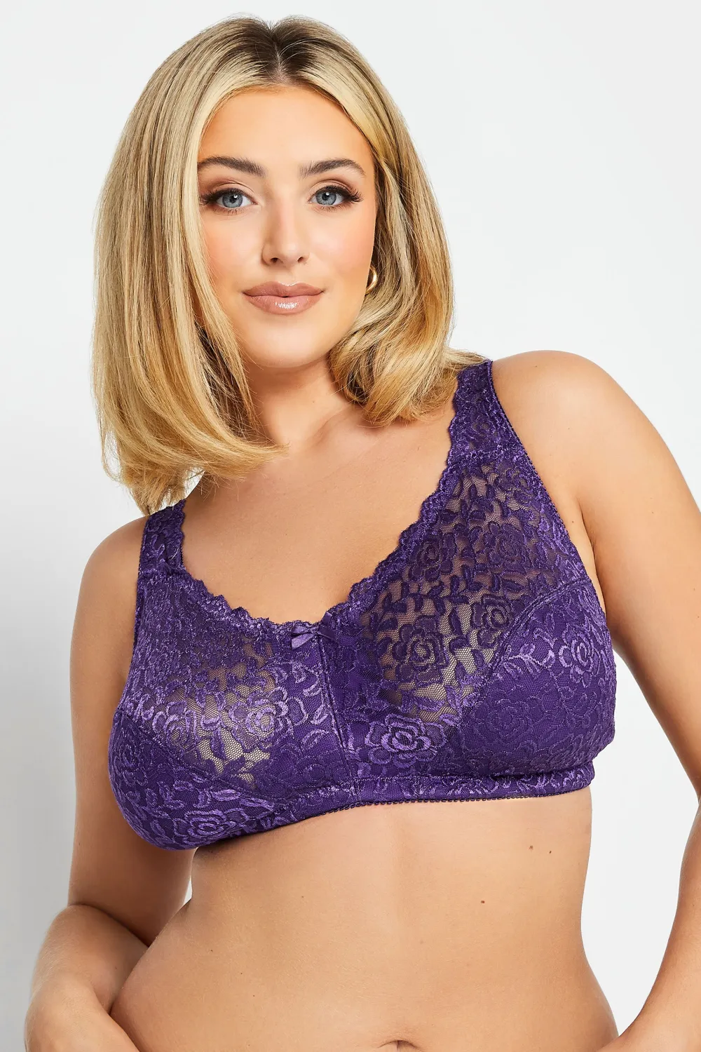 YOURS Curve Green Hi Shine Lace Non-Padded Non-Wired Full Cup Bra