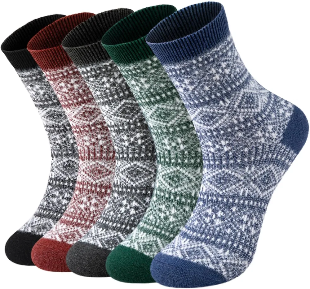 Clothirily Wool Socks- Thick Soft Wool Socks for Women, Vintage Warm Womens Wool Socks, Winter Warm Boot Socks for Women Men