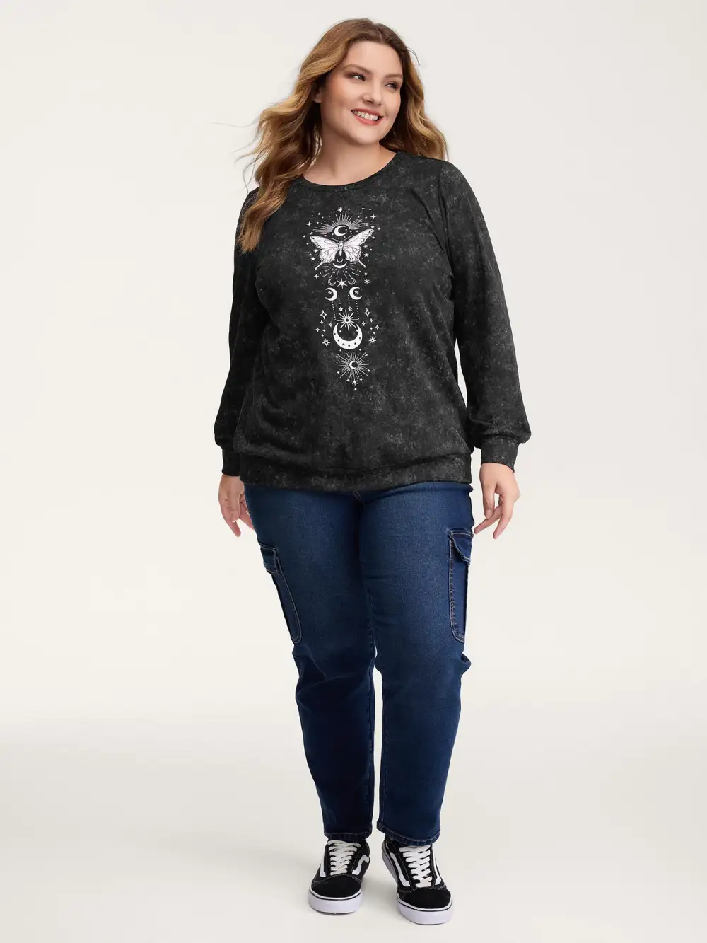 Starry Moon Stretchy Snowflake Textured Effect Sweatshirt