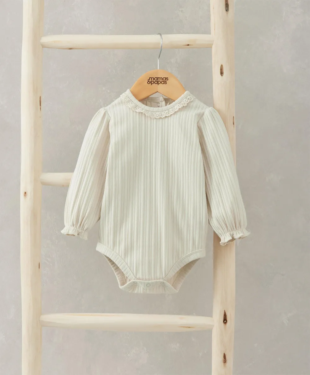 Lace Trim Bodysuit - Cream