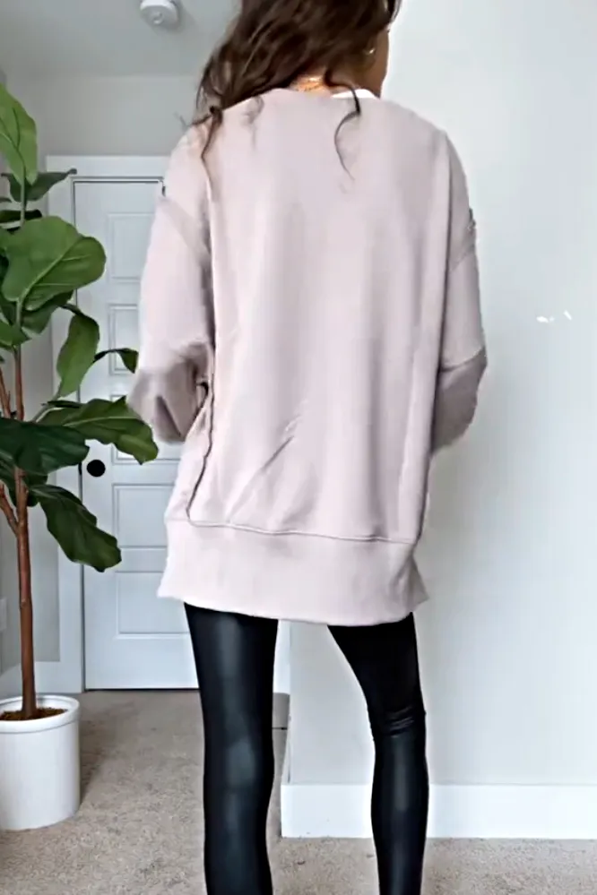 Women's round neck side slit top
