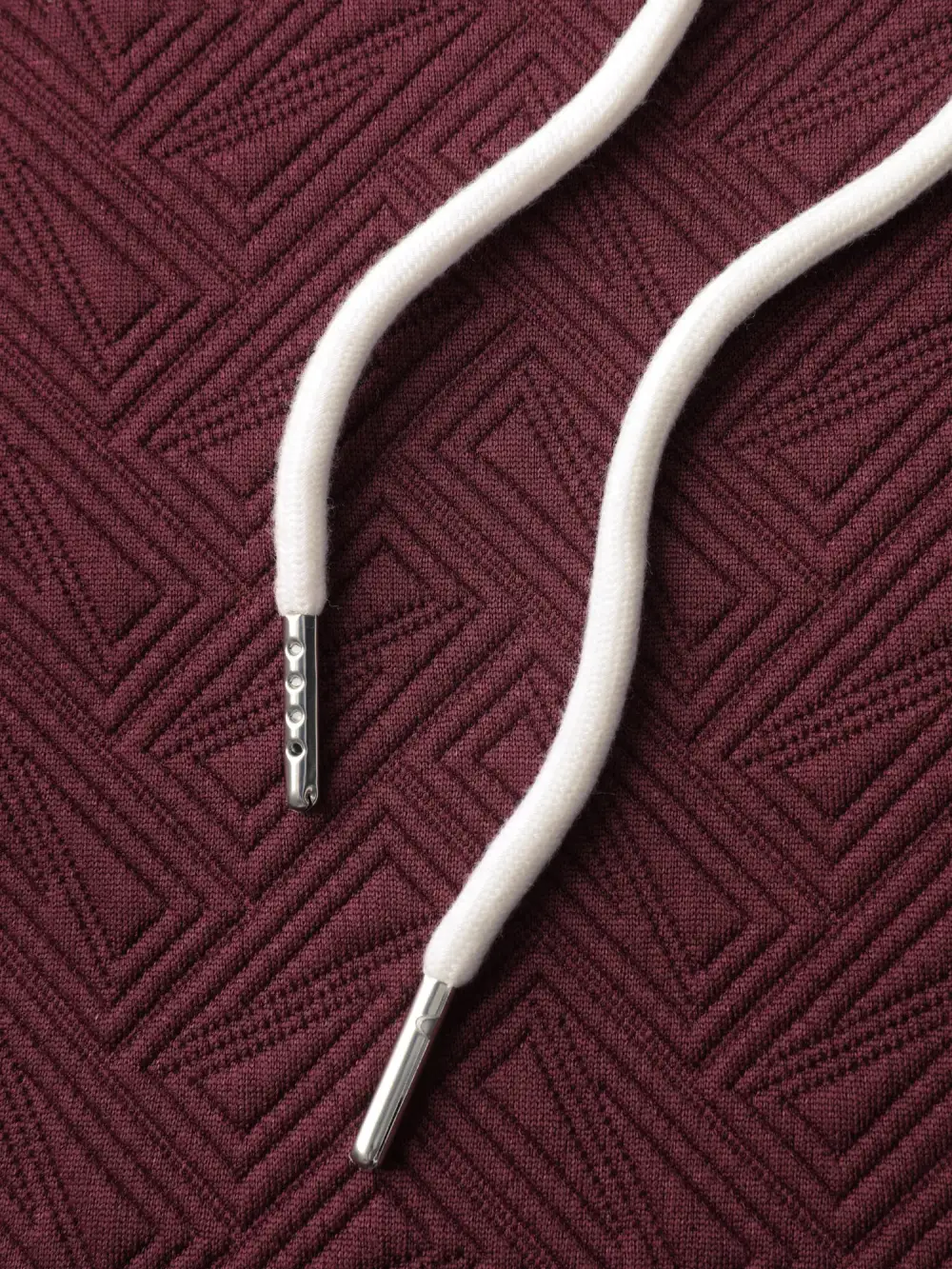 Textured Drawstring Overlap Hem Hooded Sweatshirt