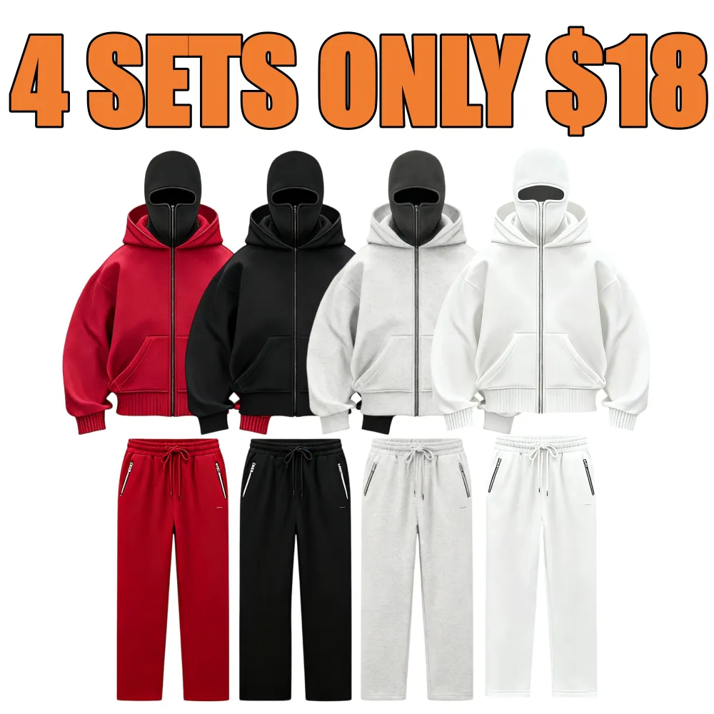 Zip Up Fashion Double Layer Hoodie Hip Hop Outerwear Sets