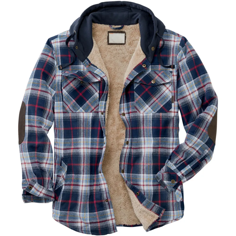 Men's Autumn & Winter Outdoor Casual Checked Hooded Jacket