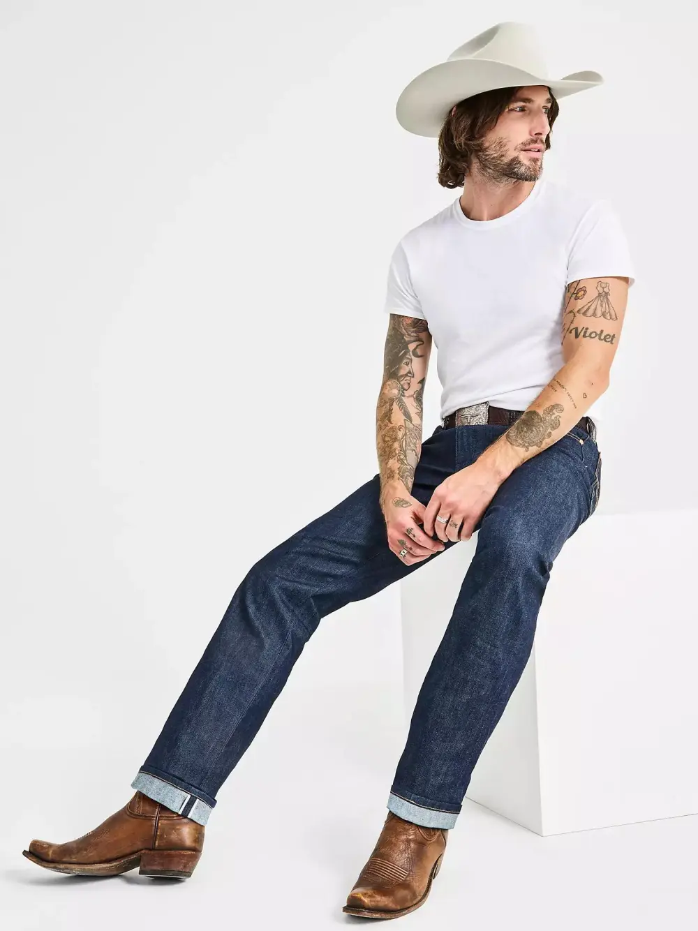 WRANGLER COWBOY CUT ORIGINAL FIT SELVEDGE STRETCH JEAN IN RAW INDIGO