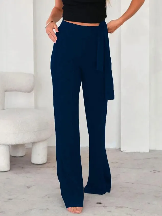 Women Casual Plain Autumn Micro-Elasticity Loose Standard Straight pants H-Line Regular Size Casual Pants（⚡Clearance Sale）