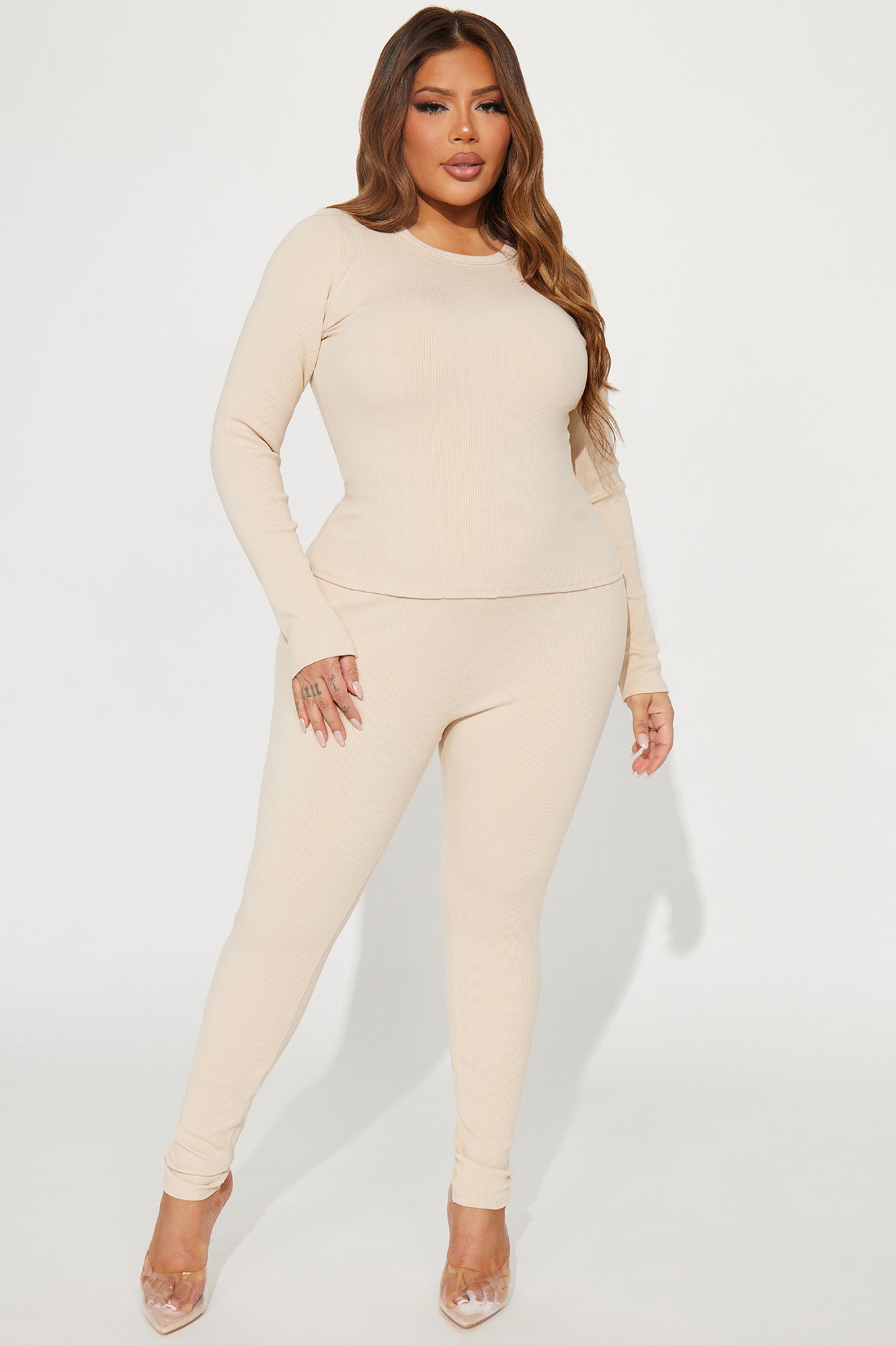 Braelynn Snatched Pant Set - Cream
