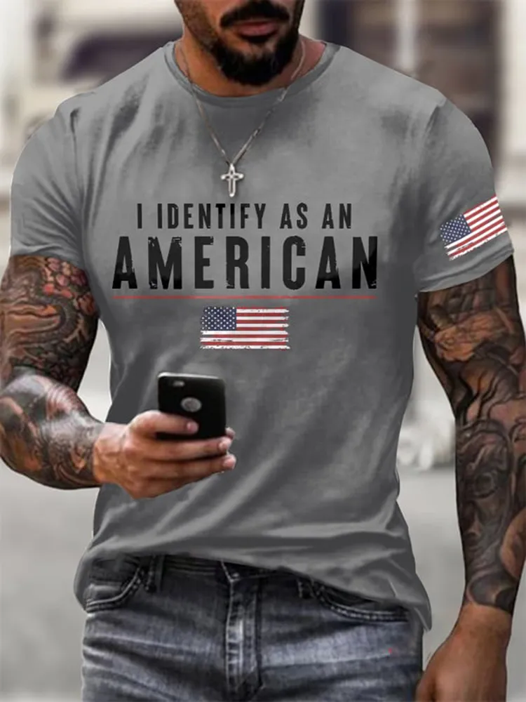 Men'S  T-Shirt With I Identify As An American Prints