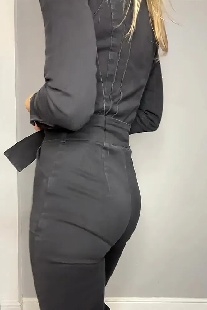 Women's solid color slim fit zipper jumpsuit