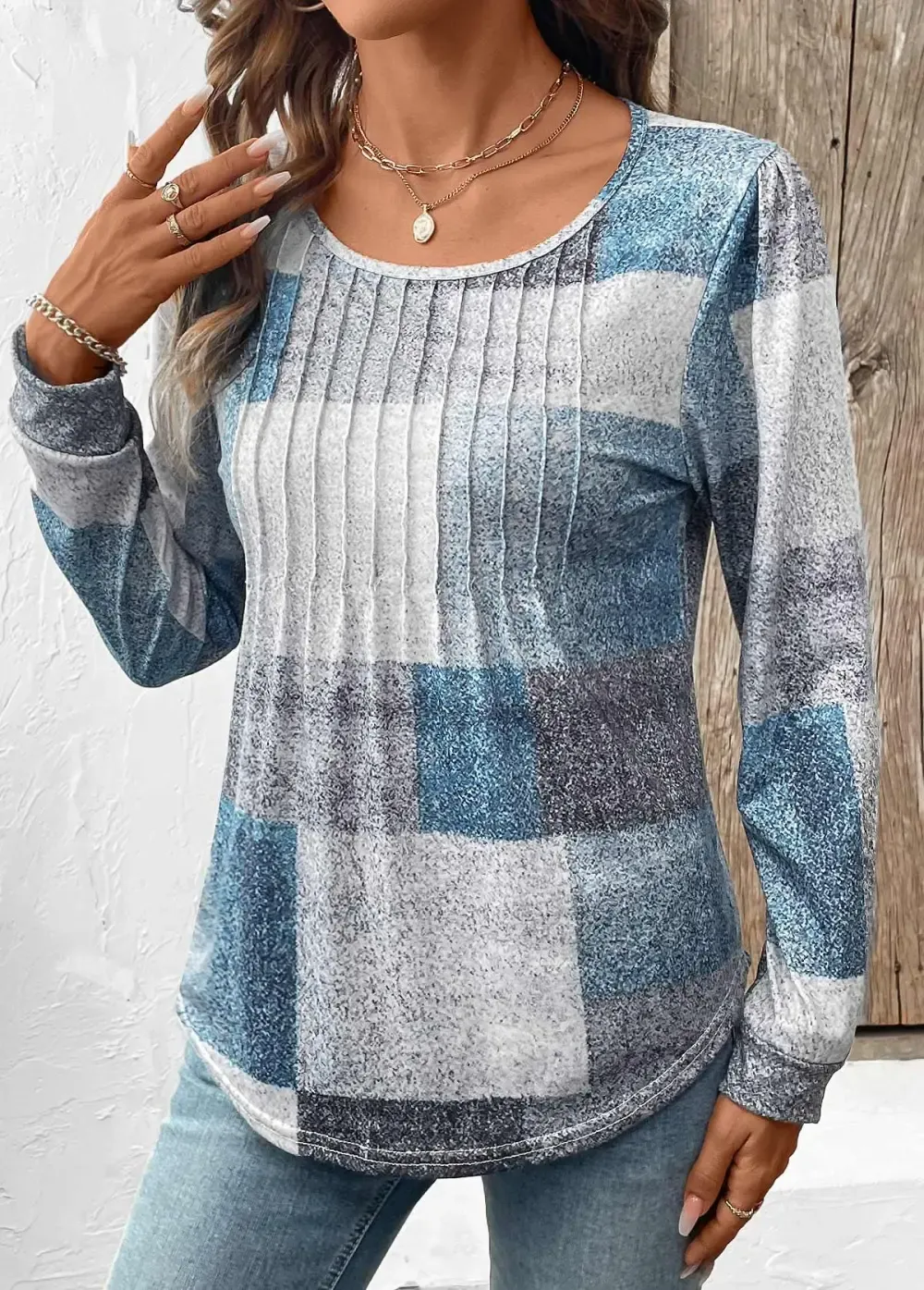 Multi Color Tummy Coverage Geometric Print T Shirt