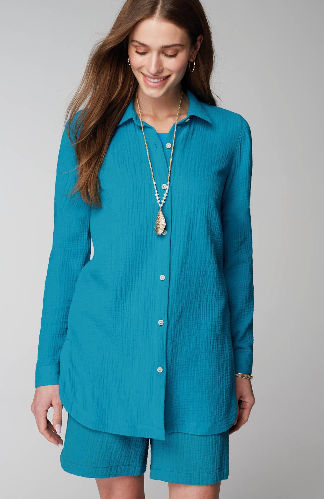 Cotton-Gauze Split-Hem Tunic