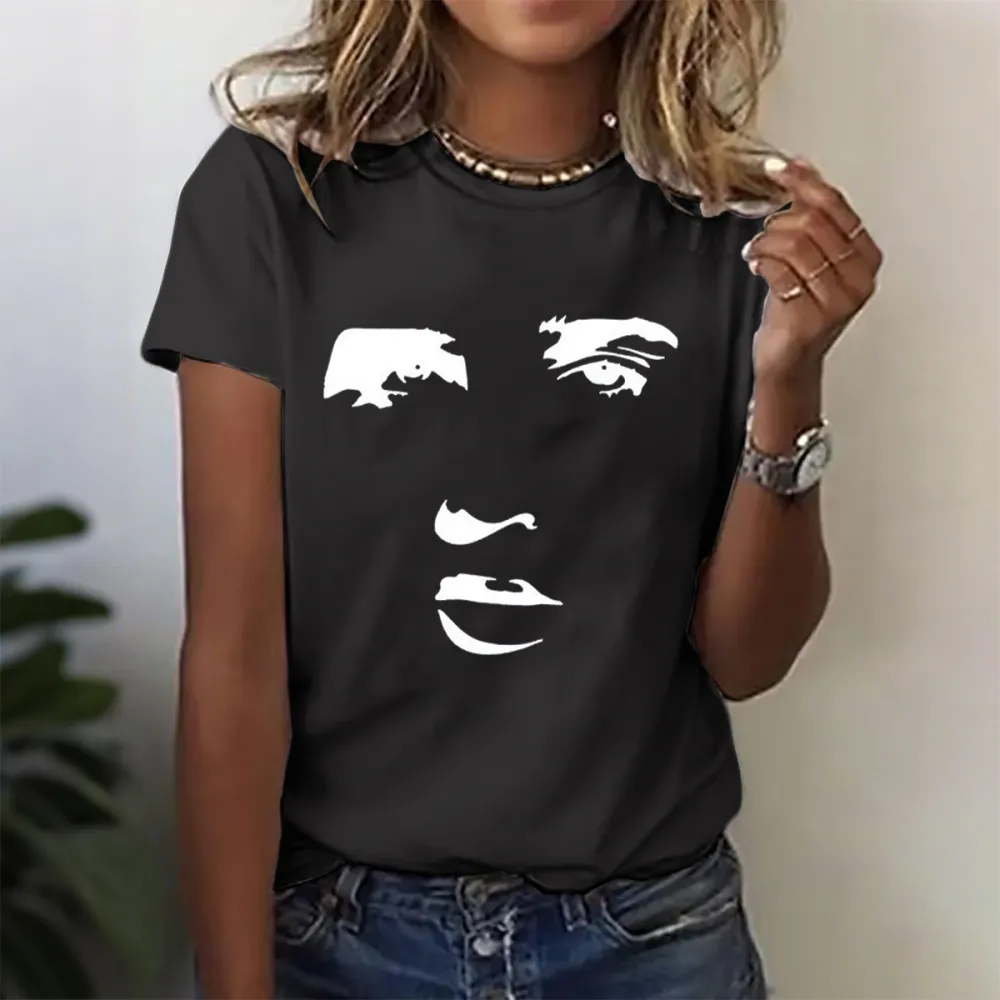 Women's Character Part Print Short Sleeve Round Neck Cotton T-Shirt