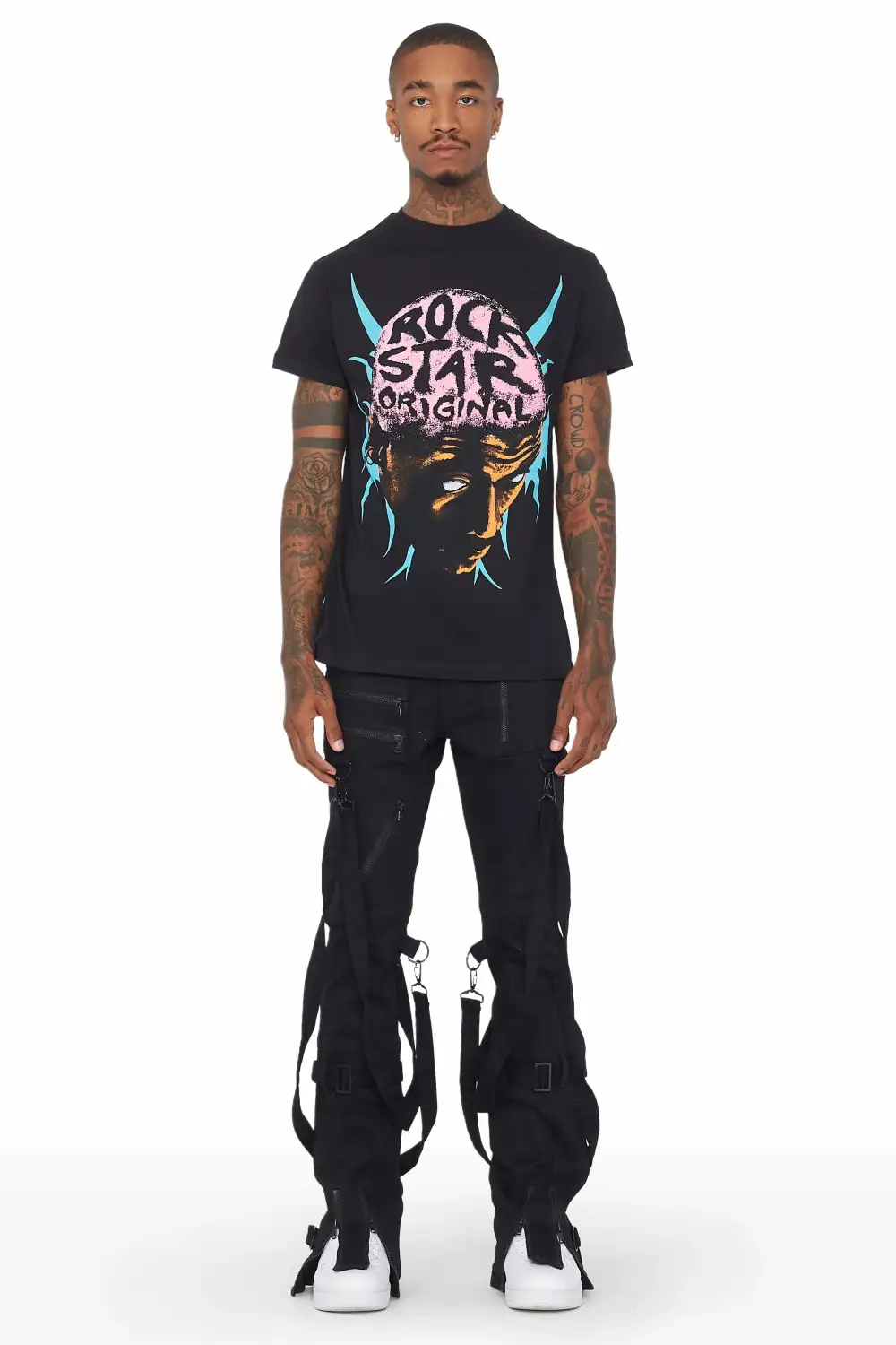 Rowen Black Stacked Flare Jean